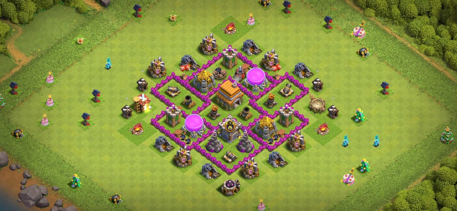 Best Defensive TH6 Base with Centralized Town Hall